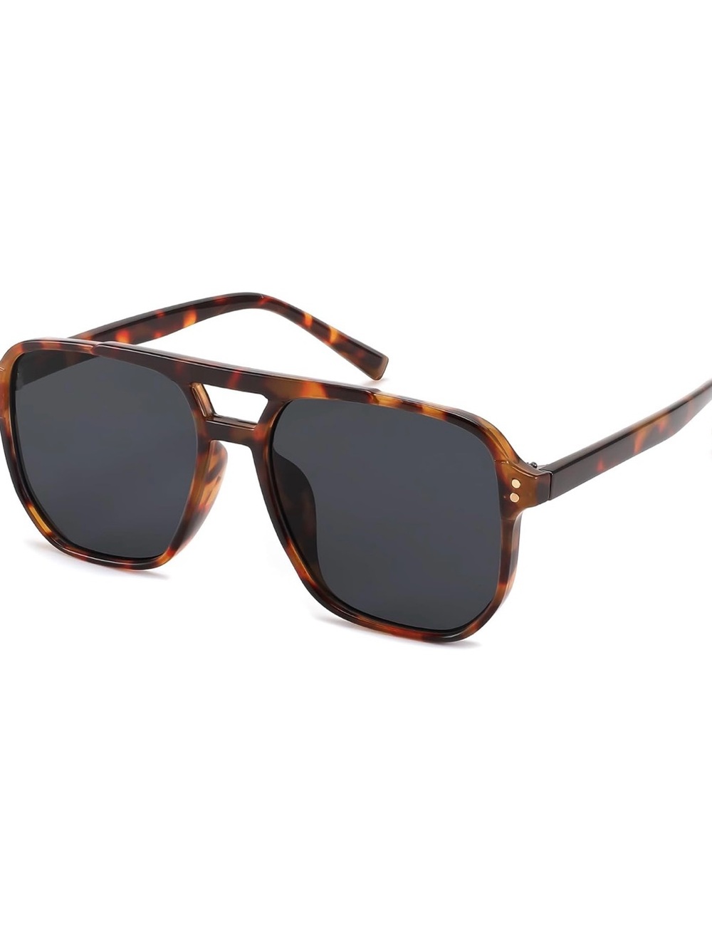 FEISEDY Retro Square Aviator Sunglasses Tortoise Frame/Grey Lens